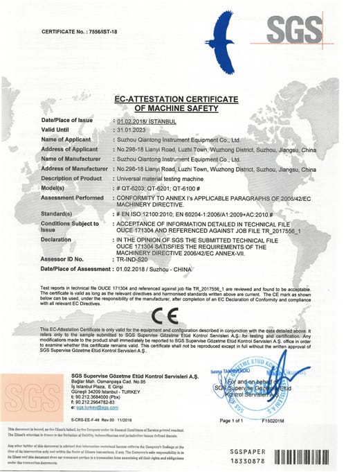 SGS · CE — Công ty TNHH Thiết bị Dụng cụ Khiêm Thông Tô Châu